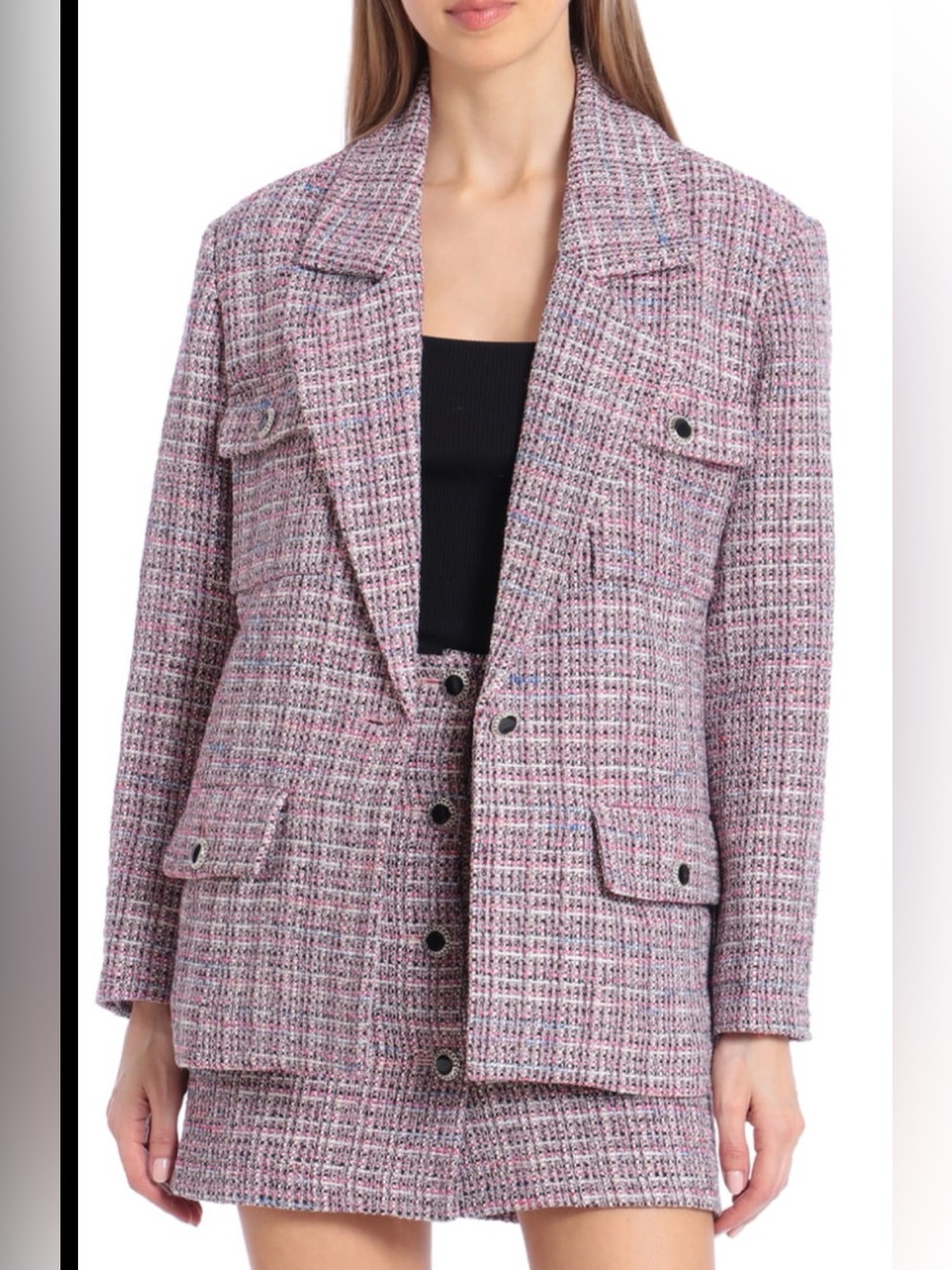 Avec LES Filles Pink Tweed Blazer & Skirt Set (NWT) Sz XS